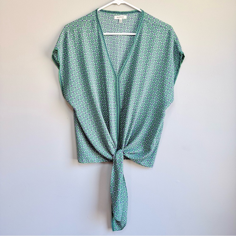 Max Studio Tie Front Top